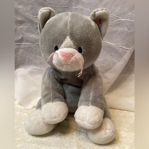 Ty Tylux Gray & White Cat Plush Stuffed Toy Ty Beanie Baby Toy 2010
